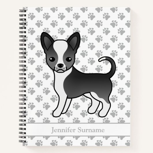 黒と白のスムースコートチワワ犬とテキスト ノートブック (正面)