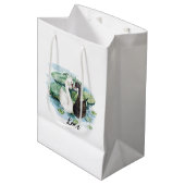 黒と白のスワン 水蓮 ブライダルシャワー ミディアムペーパーバッグ (正面アングル)