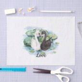 黒と白のスワン 水蓮 ブライダルシャワー 薄葉紙 (クラフト)