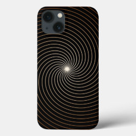 黒と白のスワール模様 タン色グラデーション付き iPhone 13ケース