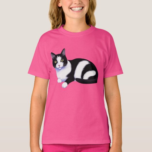 黒と白のスーツの猫 Tシャツ (正面)