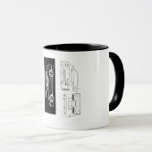 黒と白のスープラ マグカップ | ピストンとネジ (正面右)