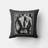 黒と白のセクシーなボディビルダー戻る クッション (裏面)