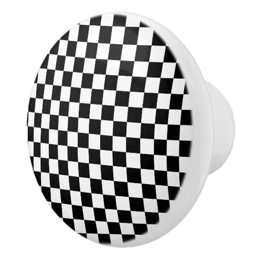 黒と白のセ市松模様にラミックノブ セラミックノブ (右)