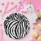 黒と白のゼブラパターン、サファリ動物 ペーパープレート (パーティー)