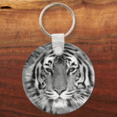 黒と白のタイガーキーチェーン キーホルダー (正面)