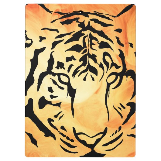 黒と白のタイガーシルエット クリップボード (裏面)