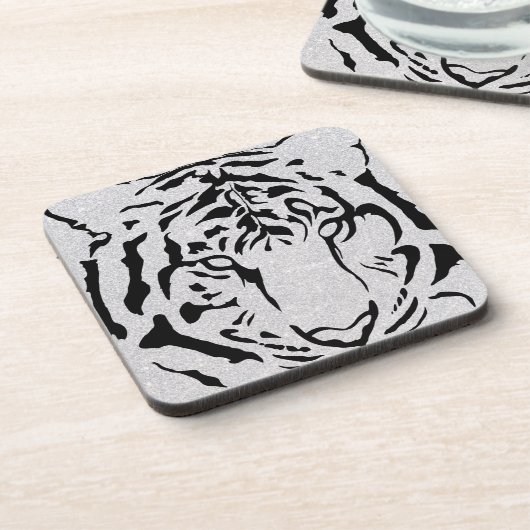 黒と白のタイガーシルエット コースター (左側)