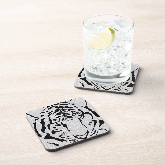 黒と白のタイガーシルエット コースター (右側)
