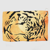 黒と白のタイガーシルエット ゴルフタオル (横)