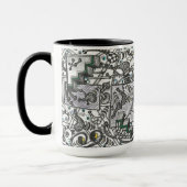 黒と白のタイル模様のマグ マグカップ (左)