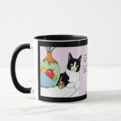 黒と白のタキシード 猫 笑える マグカップ (左)
