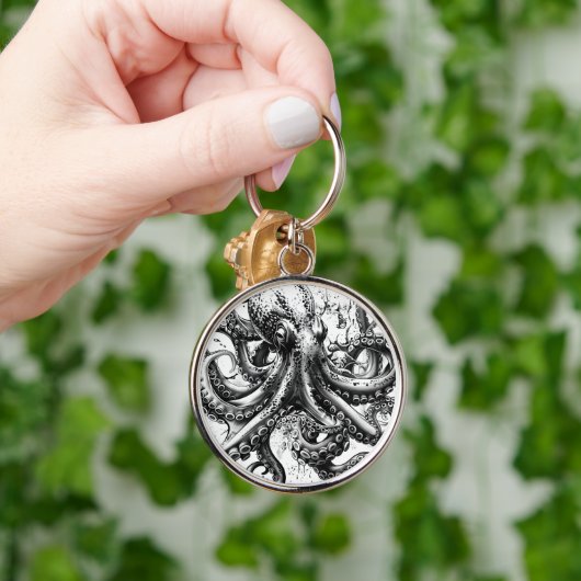 黒と白のタコはセンチュリーイカに似ている キーホルダー (手)