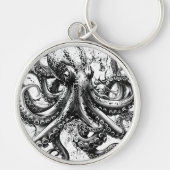 黒と白のタコはセンチュリーイカに似ている キーホルダー (正面)