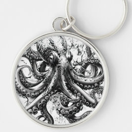 黒と白のタコはセンチュリーイカに似ている キーホルダー