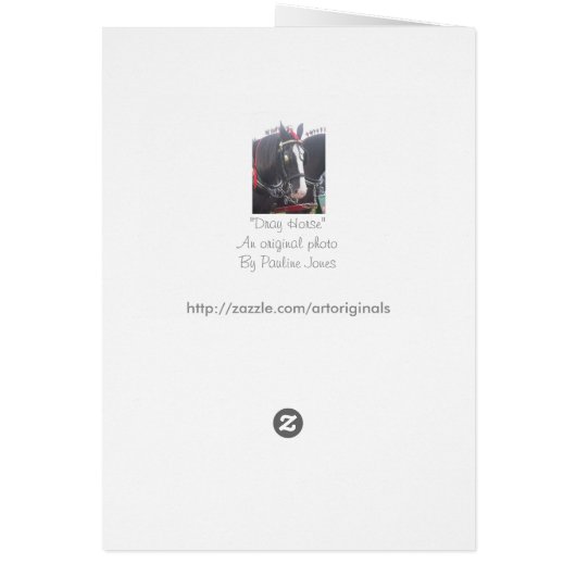 黒と白のタックの馬カラフル写真 (裏面)