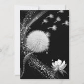 黒と白のタンポポのウェディング 招待状 (裏面)