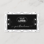 黒と白のダイヤきらめくモンドにロゴを追加華美する 名刺 (正面)