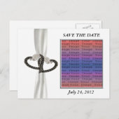 黒と白のダイヤモンドハート日付はがきを保存 案内ポストカード (正面/裏面)