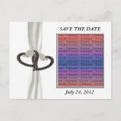 黒と白のダイヤモンドハート日付はがきを保存 案内ポストカード (正面)