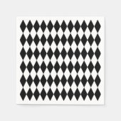 黒と白のダイヤモンドハーレクインパターン スタンダードカクテルナプキン (正面)