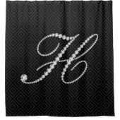 黒と白のダイヤモンド文字Hモノグラム シャワーカーテン (正面)