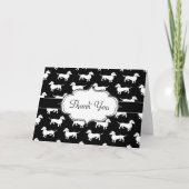 黒と白のダックスフンド柄のサンキューカード サンキューカード (正面)