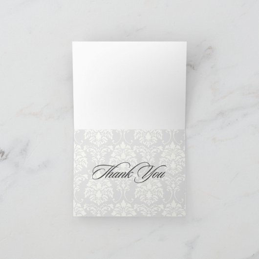 黒と白のダマスクありがとうノートカード サンキューカード (内部)