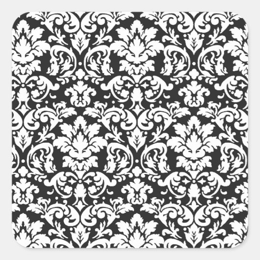 黒と白のダマスクが輝く スクエアシール (正面)