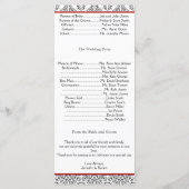 黒と白のダマスクと赤結婚式 プログラム (裏面)