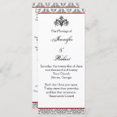 黒と白のダマスクと赤結婚式 プログラム (正面/裏面)