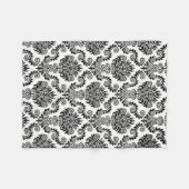 黒と白のダマスクのパターン{色を選択} フリースブランケット (正面(横))