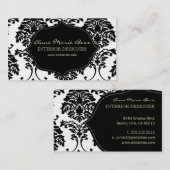 黒と白のダマスクの名刺 名刺 (正面/裏面)