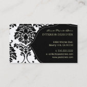 黒と白のダマスクの名刺 名刺 (裏面)