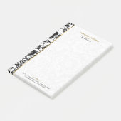 黒と白のダマスクの金ゴールドアクセント ポストイット (アングル)