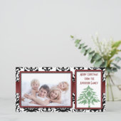 黒と白のダマスクグリーンダマスクツリーの写真カード シーズンカード (スタンド正面)