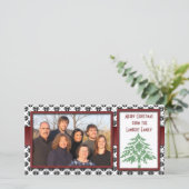 黒と白のダマスクグリーンダマスクツリーの写真カード シーズンカード (スタンド正面)