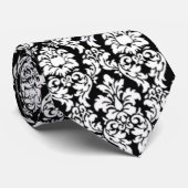 黒と白のダマスクタイ ネクタイ (ロール)