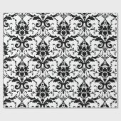 黒と白のダマスクパターン ラッピングペーパー (フラット)