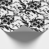 黒と白のダマスクパターン ラッピングペーパー (角)