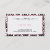 黒と白のダマスクピンクのアクセント 名刺 (裏面)