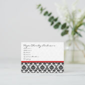 黒と白のダマスクフローラと赤いリボン 名刺 (スタンド正面)