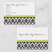 黒と白のダマスクフローラと赤いリボン 名刺 (正面/裏面)