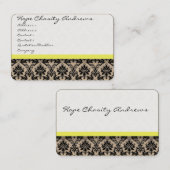 黒と白のダマスクフローラと黄色のリボン 名刺 (正面/裏面)