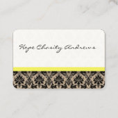 黒と白のダマスクフローラと黄色のリボン 名刺 (裏面)