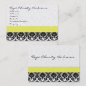 黒と白のダマスクフローラと黄色のリボン 名刺 (正面/裏面)