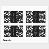 黒と白のダマスクワインラベル 長方形シール (シート)