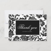 黒と白のダマスク感謝カード サンキューカード (正面)