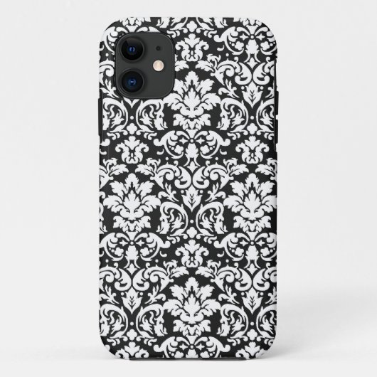 黒と白のダマスク柄の華麗な模様 Case-Mate iPhoneケース (裏面)