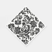 黒と白のダマスク柄プリント紙ナプキン スタンダードランチョンナプキン (角)